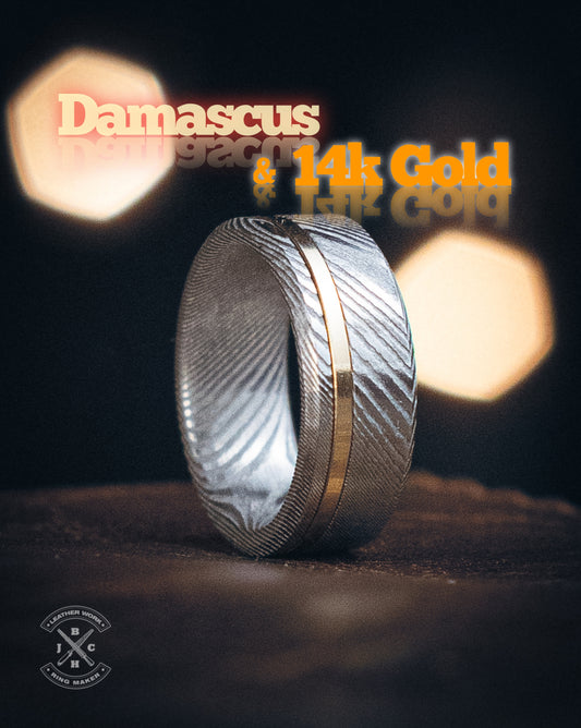 Damascus & 14k Gold